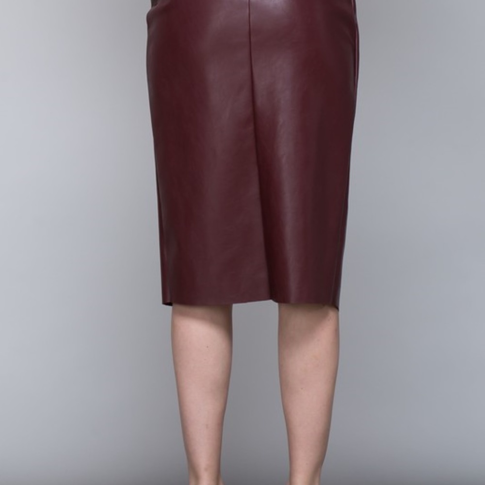 Oxblood Surplice Pleather Skirt - Picture 4 of 5